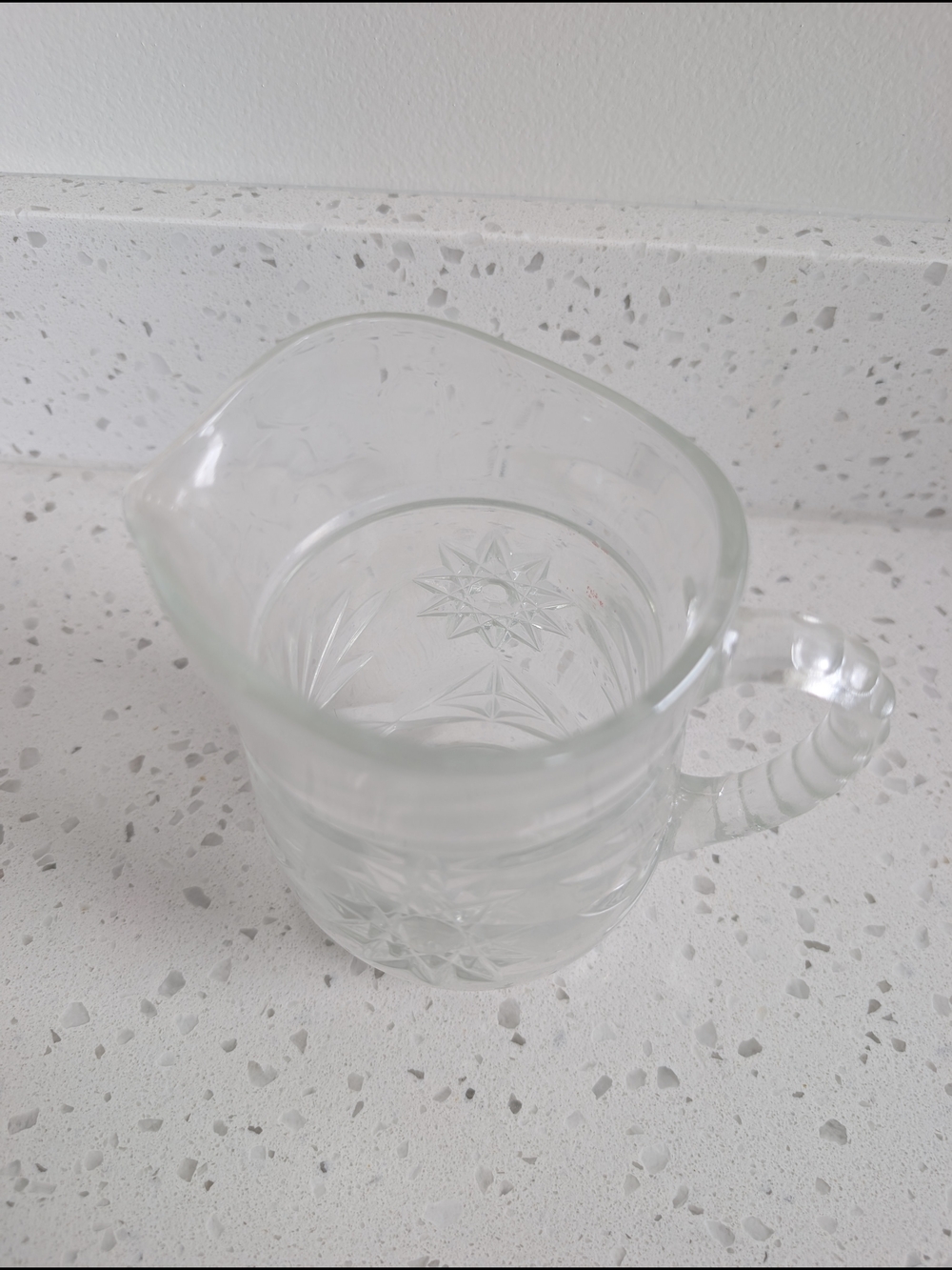 Vintage Clear Glass Star-Pattern Small Pitcher - Picture 3 of 6